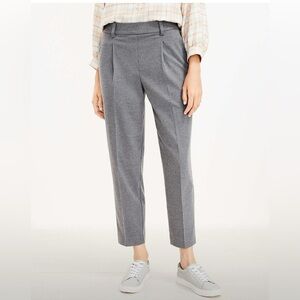 LOFT Gray Pull On Taper Pants in Brushed Flannel